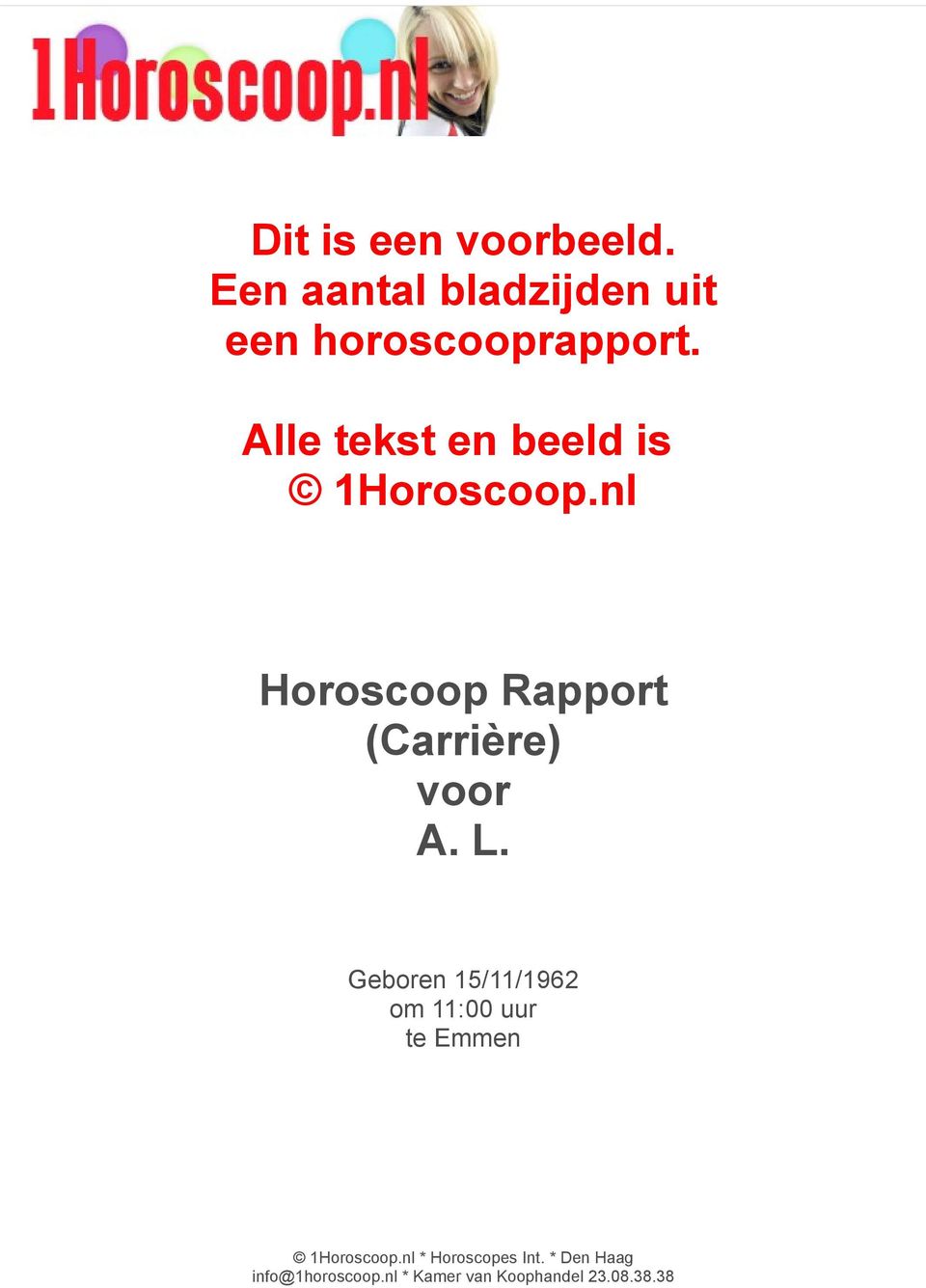 nl Horoscoop Rapport (Carrière) voor A. L.