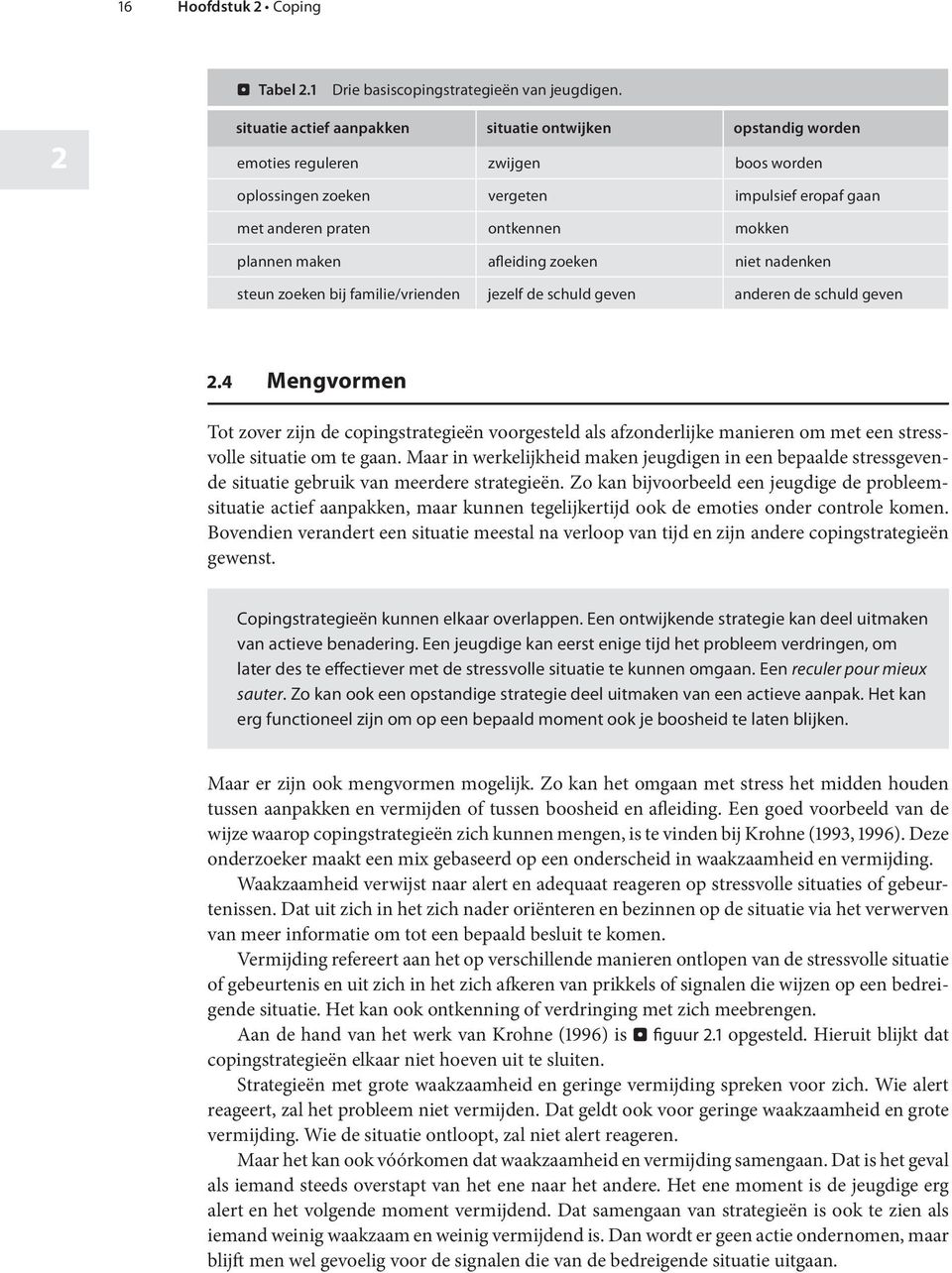 afleiding zoeken niet nadenken steun zoeken bij familie/vrienden jezelf de schuld geven anderen de schuld geven.