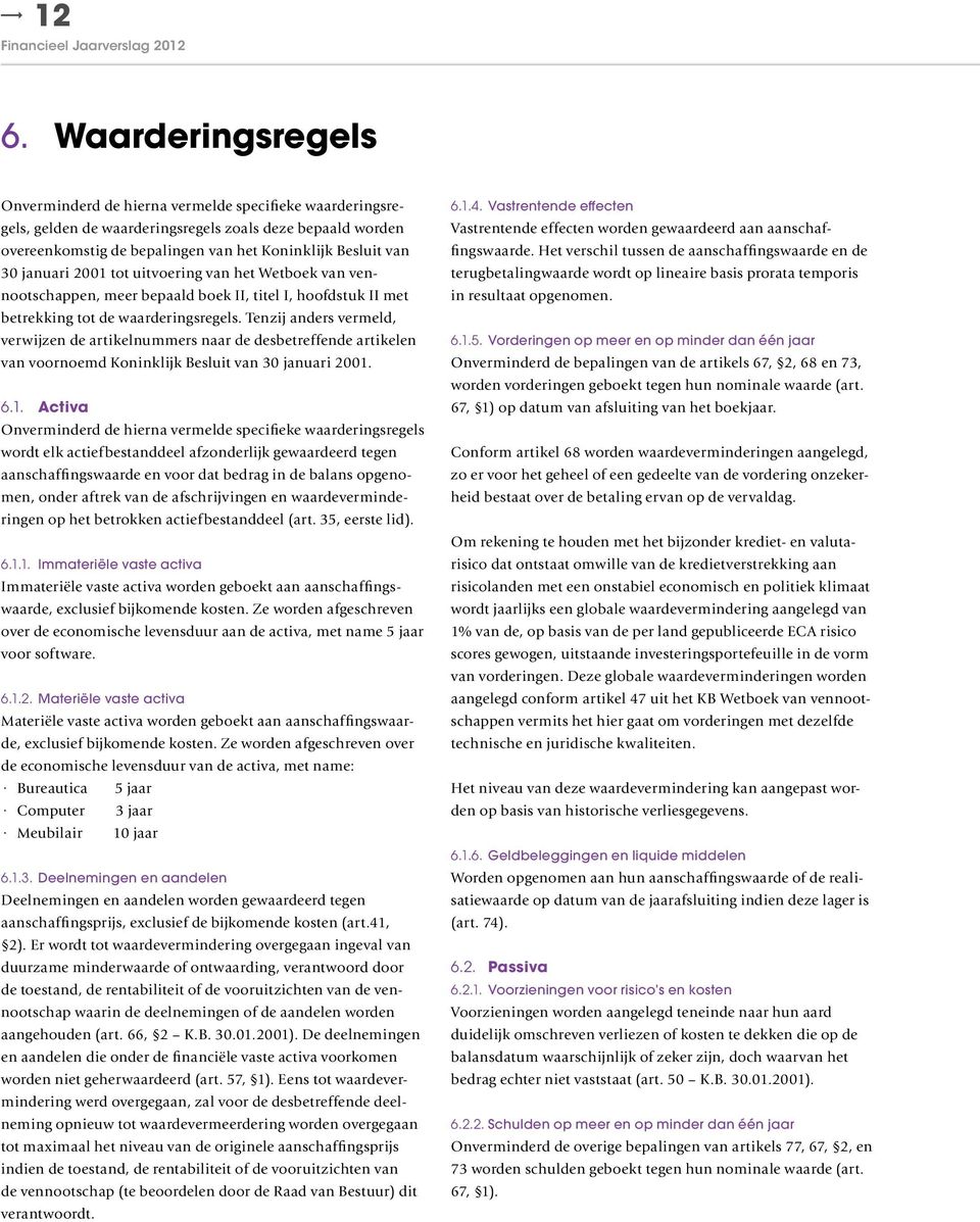 Tenzij anders vermeld, verwijzen de artikelnummers naar de desbetreffende artikelen van voornoemd Koninklijk Besluit van 30 januari 2001.