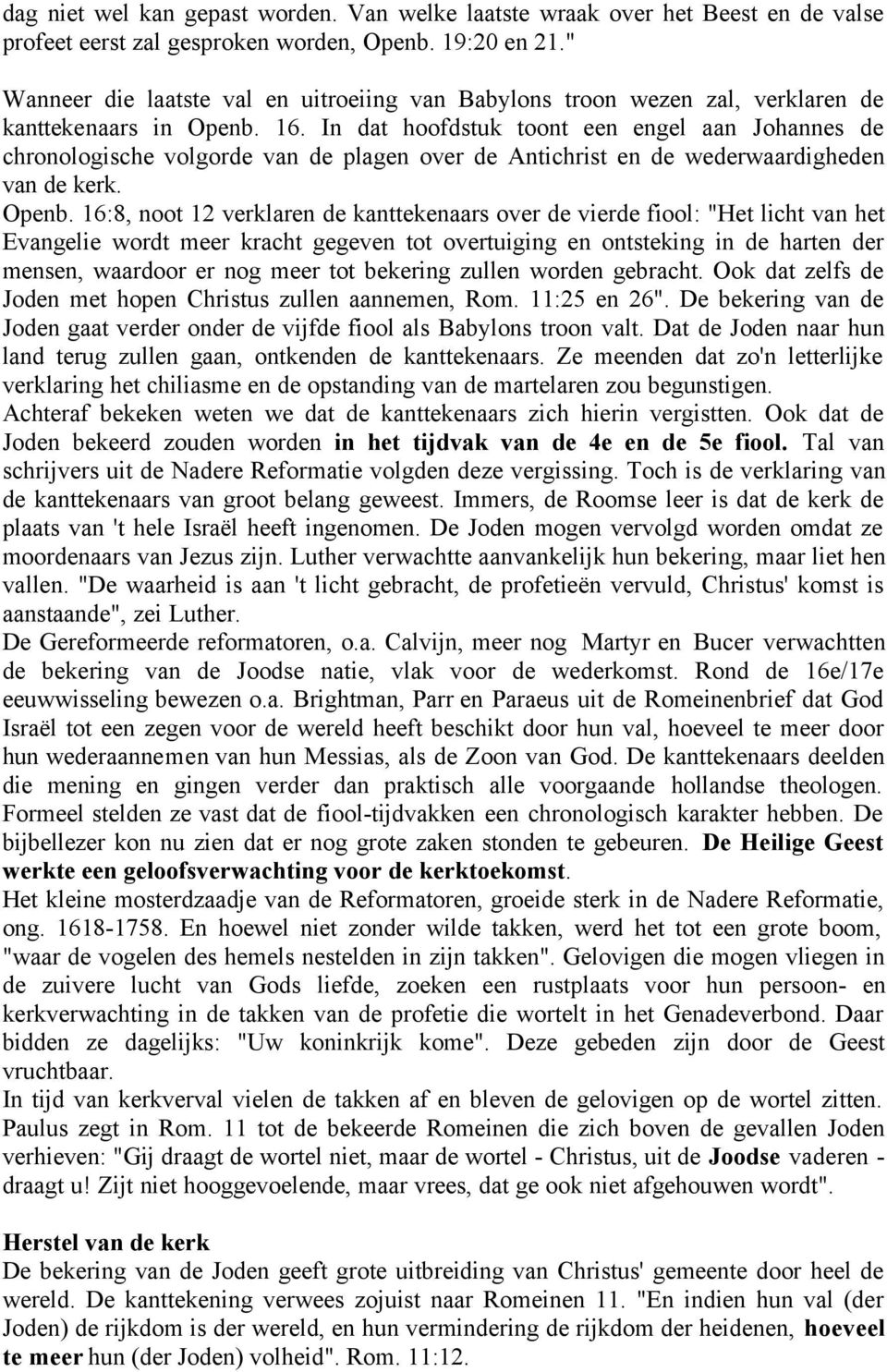 In dat hoofdstuk toont een engel aan Johannes de chronologische volgorde van de plagen over de Antichrist en de wederwaardigheden van de kerk. Openb.