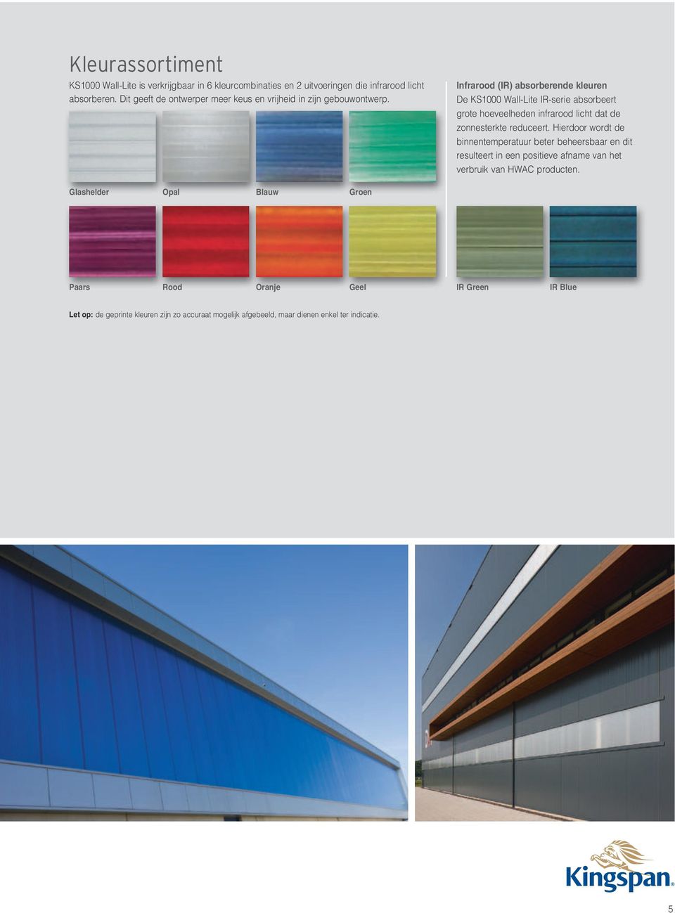 Infrarood (IR) absorberende kleuren De KS1000 Wall-Lite IR-serie absorbeert grote hoeveelheden infrarood licht dat de zonnesterkte reduceert.