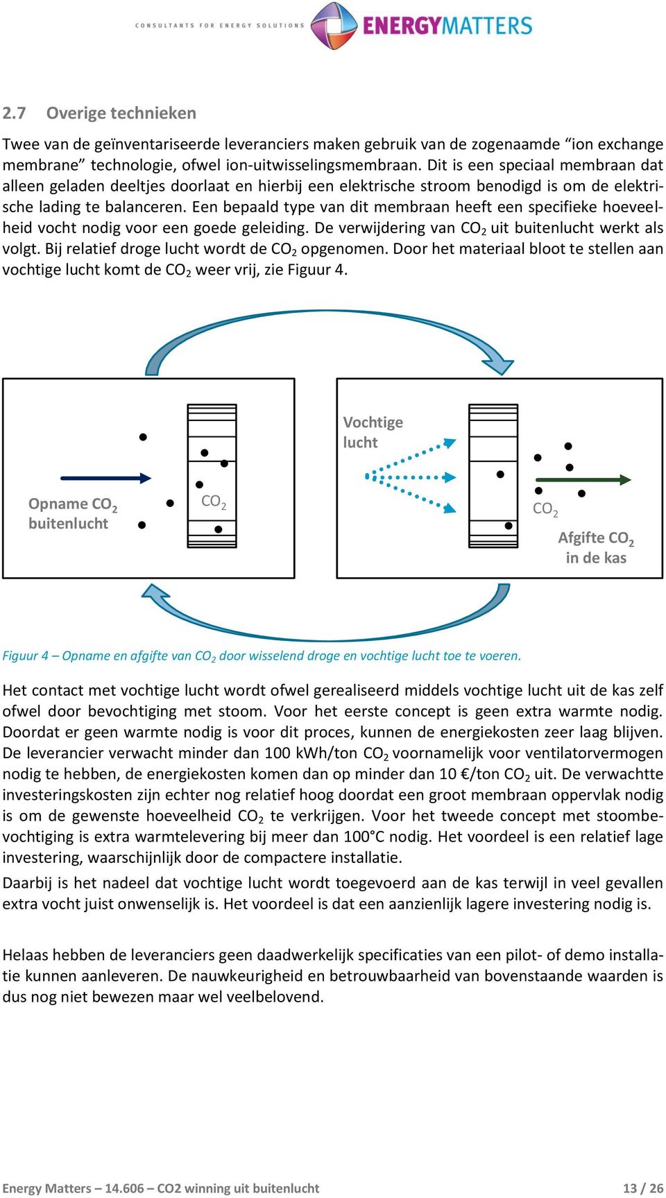 Een bepaald type van dit membraan heeft een specifieke hoeveelheid vocht nodig voor een goede geleiding. De verwijdering van CO 2 uit buitenlucht werkt als volgt.