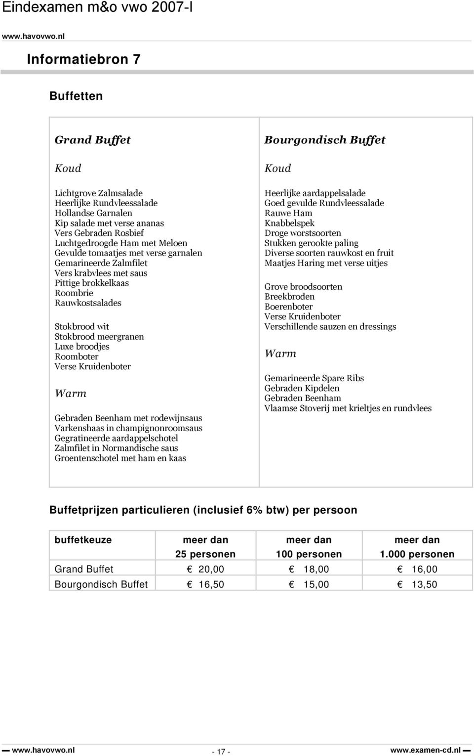 Warm Gebraden Beenham met rodewijnsaus Varkenshaas in champignonroomsaus Gegratineerde aardappelschotel Zalmfilet in Normandische saus Groentenschotel met ham en kaas Bourgondisch Buffet Koud