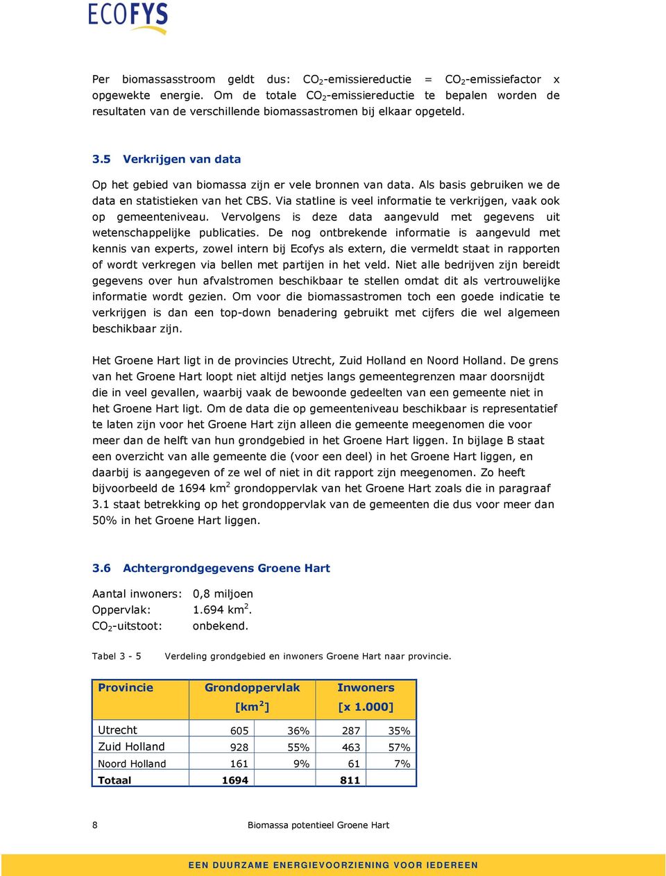 5 Verkrijgen van data Op het gebied van biomassa zijn er vele bronnen van data. Als basis gebruiken we de data en statistieken van het CBS.