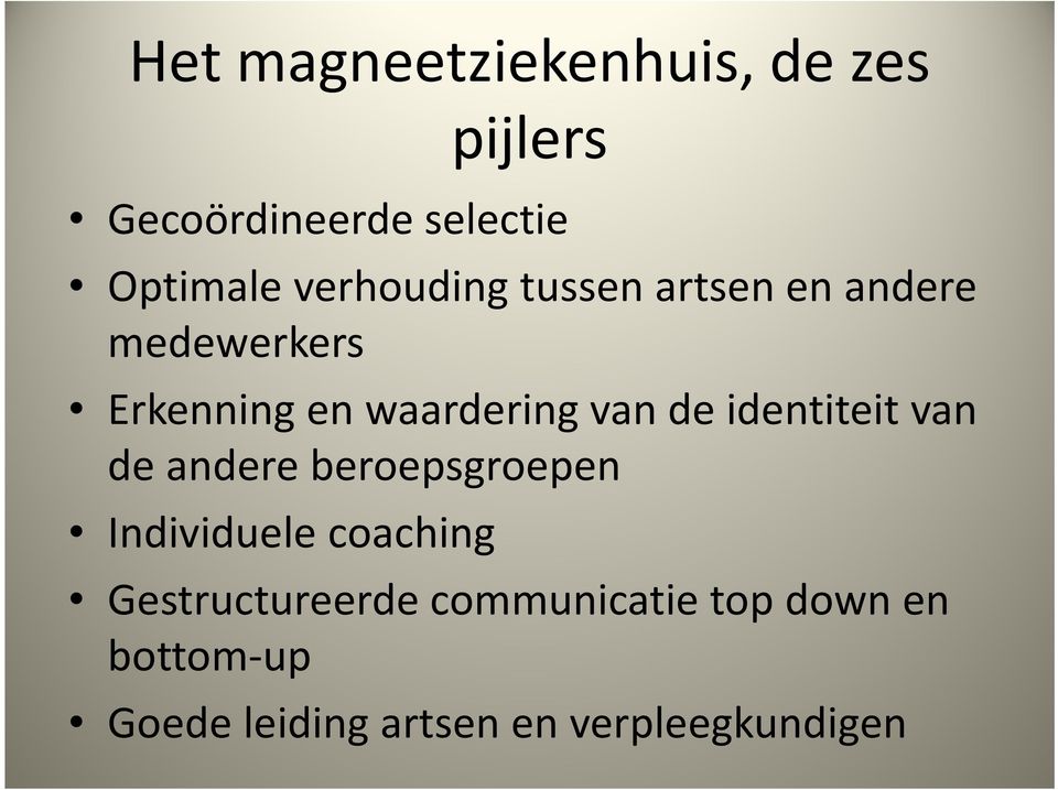 de identiteit van de andere beroepsgroepen Individuele coaching