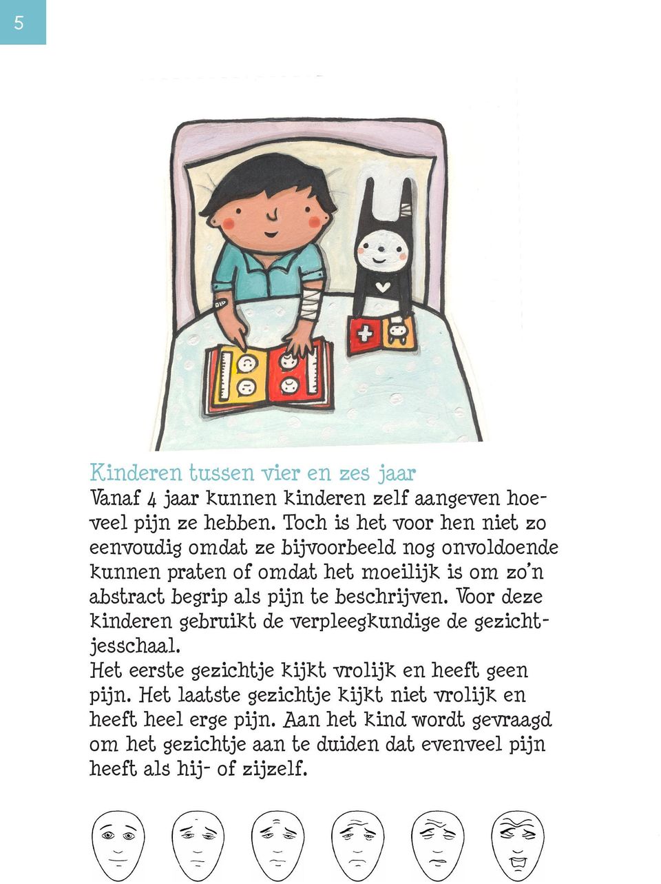 als pijn te beschrijven. Voor deze kinderen gebruikt de verpleegkundige de gezichtjesschaal.