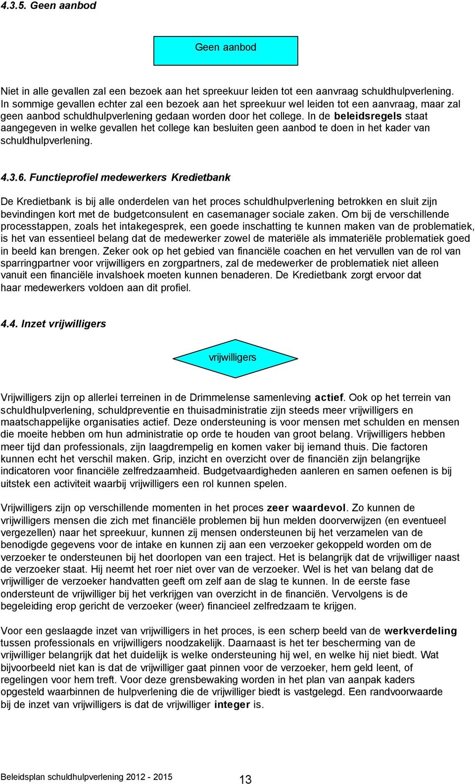 In de beleidsregels staat aangegeven in welke gevallen het college kan besluiten geen aanbod te doen in het kader van schuldhulpverlening. 4.3.6.