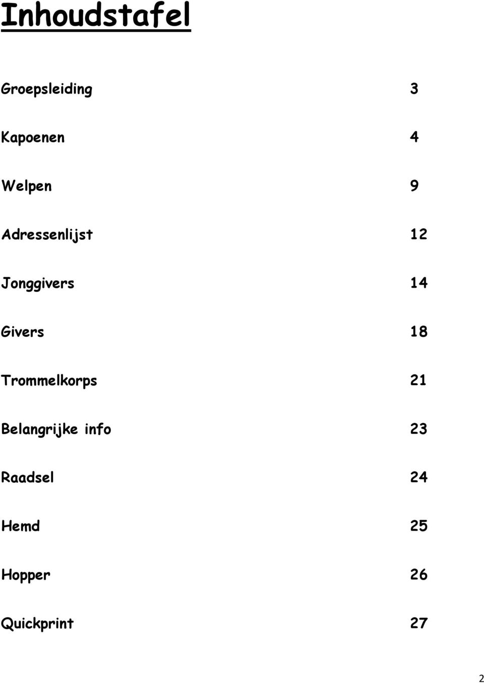 Givers 18 Trommelkorps 21 Belangrijke info