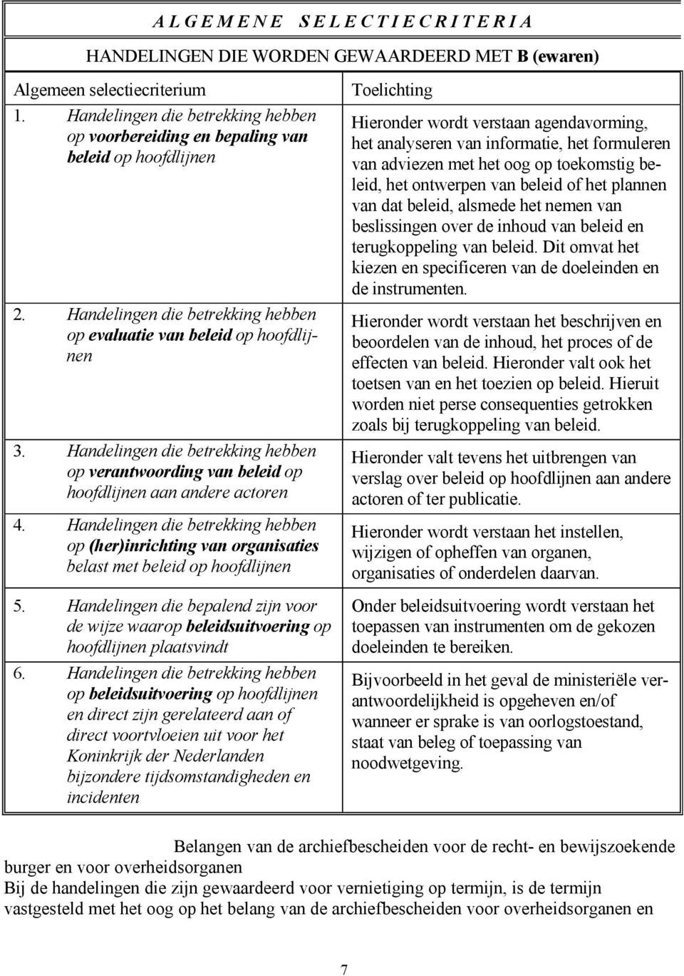 Handelingen die betrekking hebben op verantwoording van beleid op hoofdlijnen aan andere actoren 4.