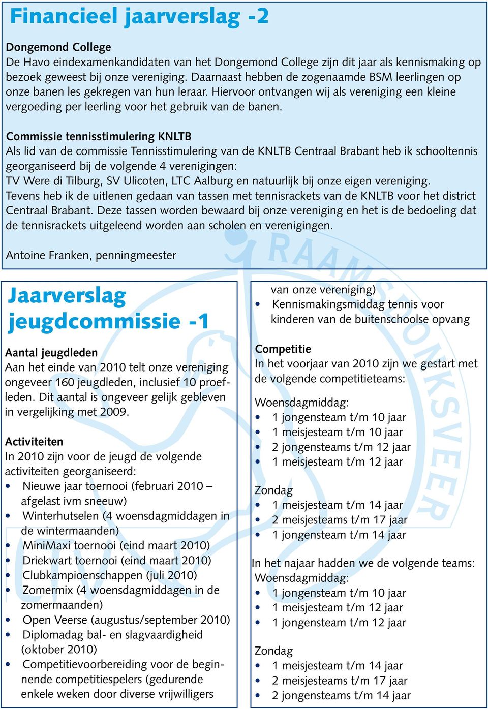 Commissie tennisstimulering KNLTB Als lid van de commissie Tennisstimulering van de KNLTB Centraal Brabant heb ik schooltennis georganiseerd bij de volgende 4 verenigingen: TV Were di Tilburg, SV