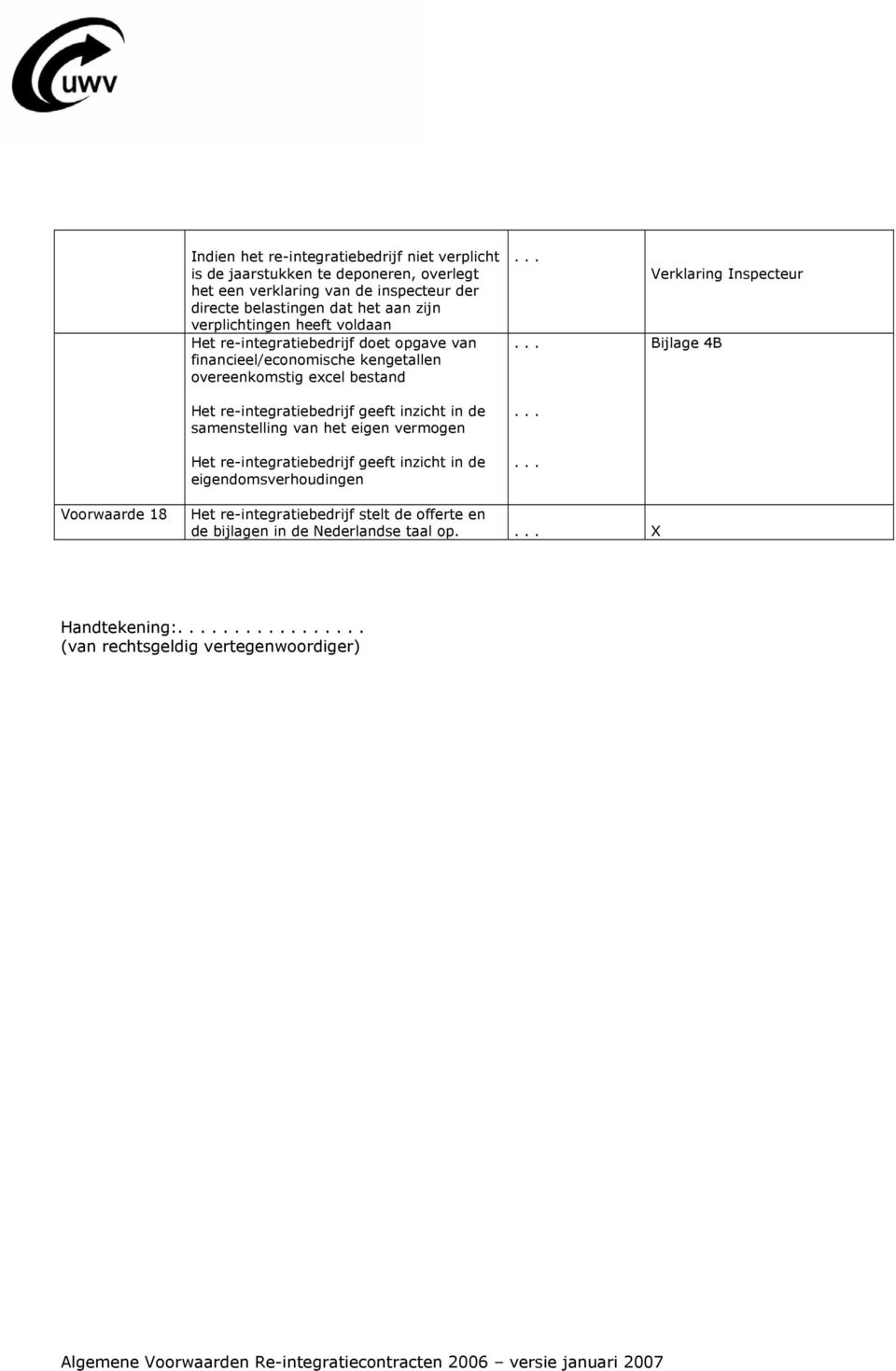 inzicht in de samenstelling van het eigen vermogen Het re-integratiebedrijf geeft inzicht in de eigendomsverhoudingen.