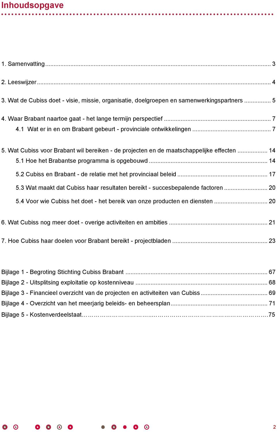 Wat Cubiss voor Brabant wil bereiken - de projecten en de maatschappelijke effecten... 14 5.1 Hoe het Brabantse programma is opgebouwd... 14 5.2 Cubiss en Brabant - de relatie met het provinciaal beleid.