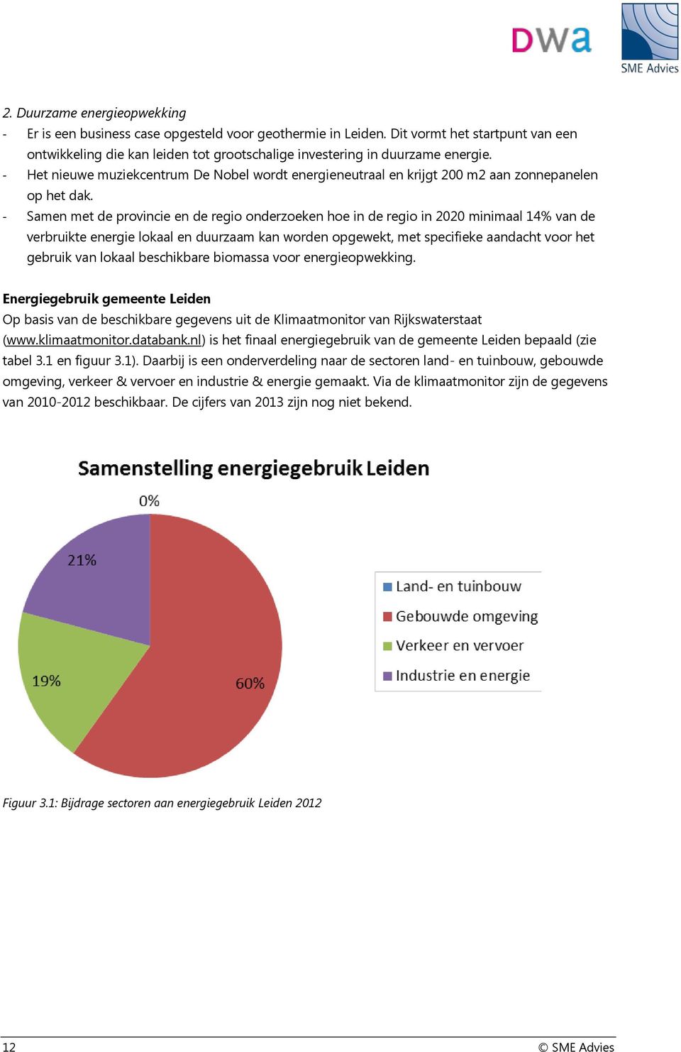 Samen met de provincie en de regio onderzoeken hoe in de regio in 2020 minimaal 14% van de verbruikte energie lokaal en duurzaam kan worden opgewekt, met specifieke aandacht voor het gebruik van