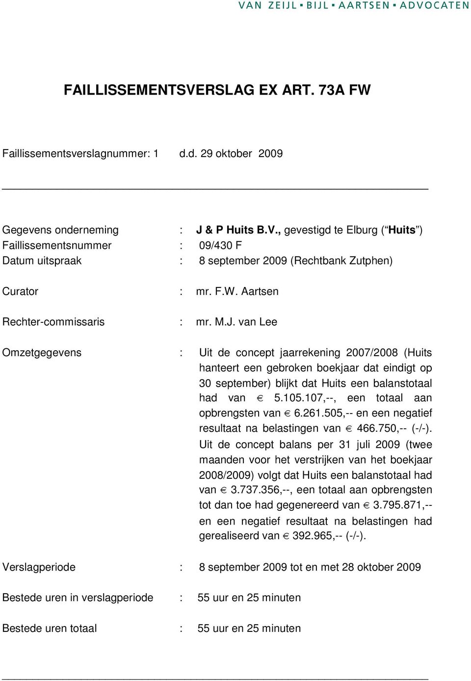 van Lee Omzetgegevens : Uit de concept jaarrekening 2007/2008 (Huits hanteert een gebroken boekjaar dat eindigt op 30 september) blijkt dat Huits een balanstotaal had van 5.105.