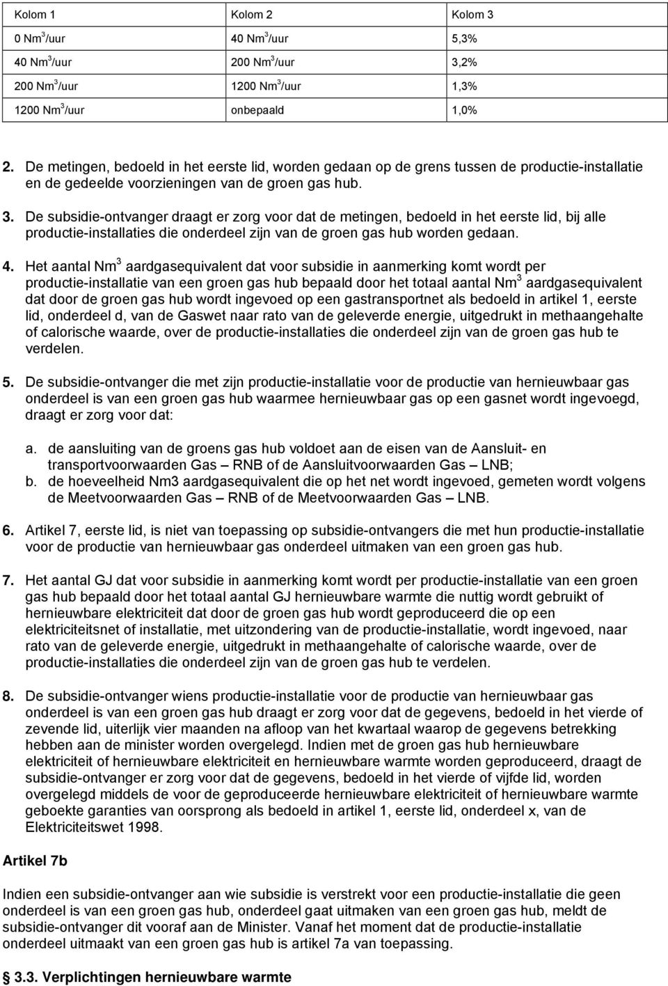 De subsidie-ontvanger draagt er zorg voor dat de metingen, bedoeld in het eerste lid, bij alle productie-installaties die onderdeel zijn van de groen gas hub worden gedaan. 4.