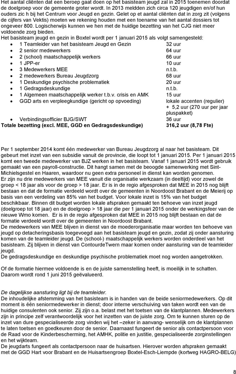 Gelet op et aantal cliënten dat in zorg zit (volgens de cijfers van Vektis) moeten we rekening houden met een toename van het aantal dossiers tot ongeveer 800.