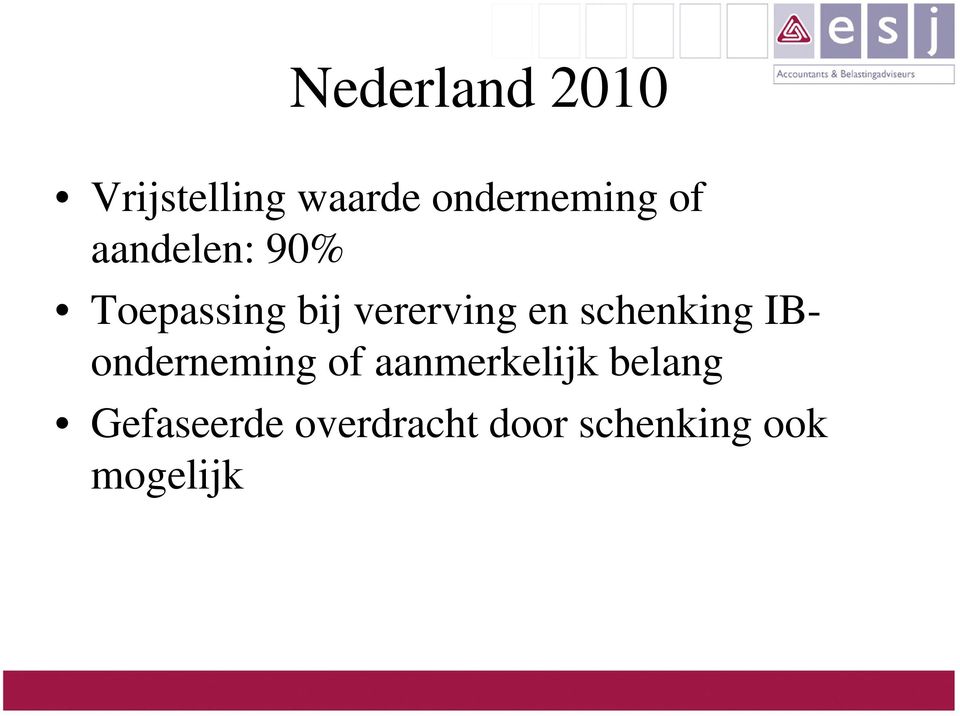 schenking IBonderneming of aanmerkelijk belang