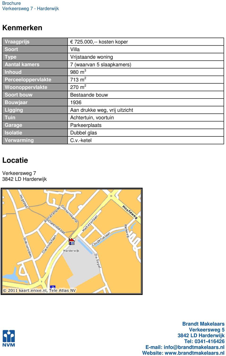 slaapkamers) Inhoud 980 m 3 Perceeloppervlakte 713 m 2 Woonoppervlakte 270 m 2 Soort bouw