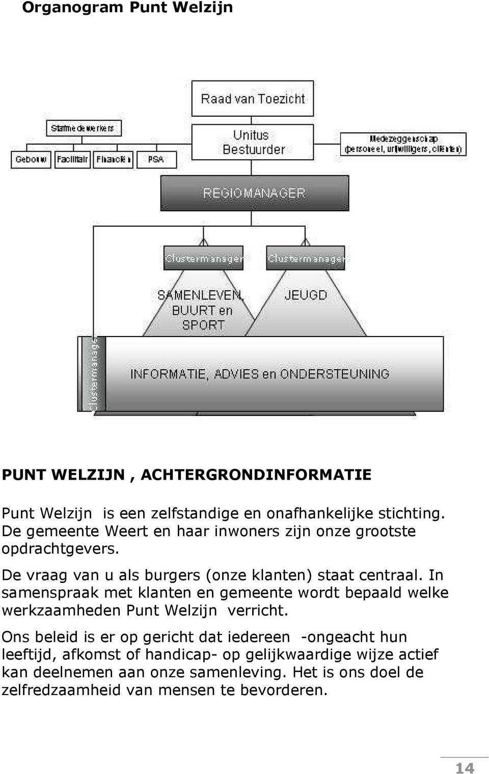 In samenspraak met klanten en gemeente wordt bepaald welke werkzaamheden Punt Welzijn verricht.