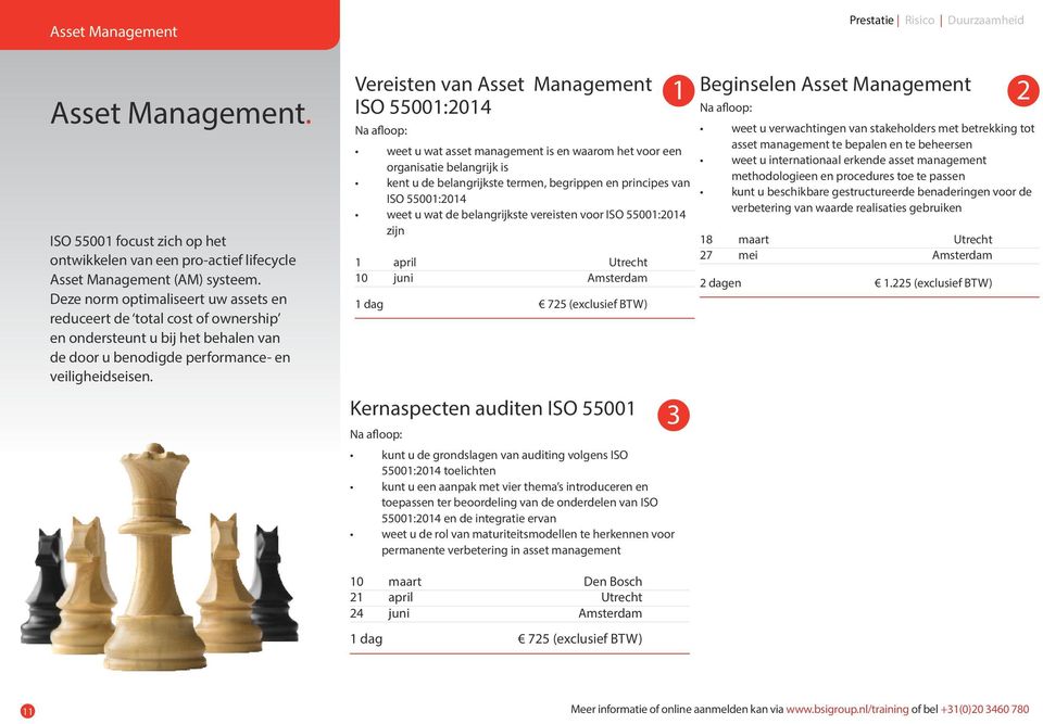 Vereisten van Asset Management ISO 55001:2014 weet u wat asset management is en waarom het voor een organisatie belangrijk is kent u de belangrijkste termen, begrippen en principes van ISO 55001:2014