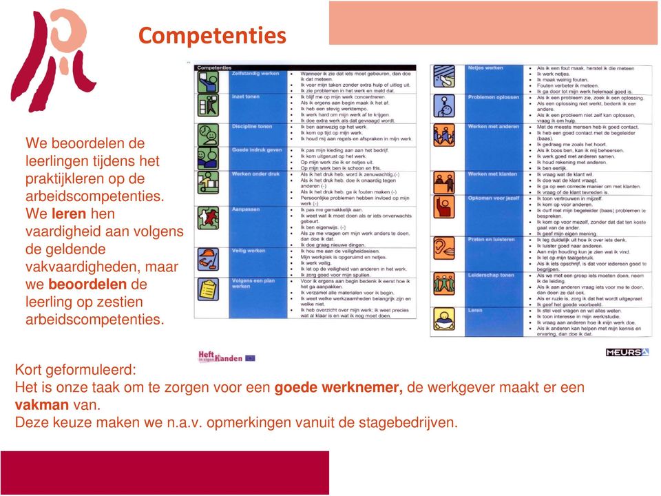 zestien arbeidscompetenties.