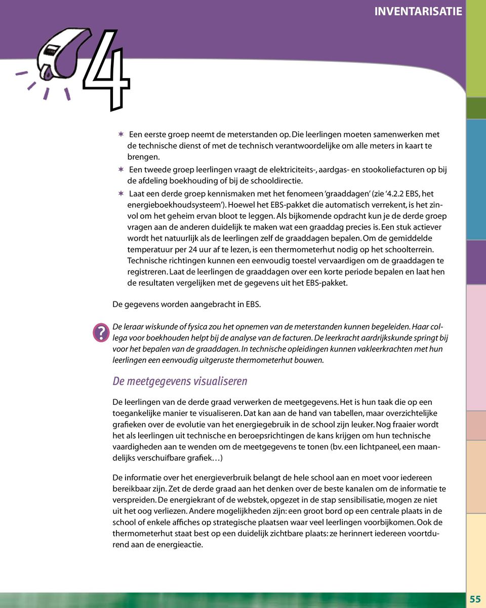 Laat een derde groep kennismaken met het fenomeen graaddagen (zie 4.2.2 EBS, het energieboekhoudsysteem ).