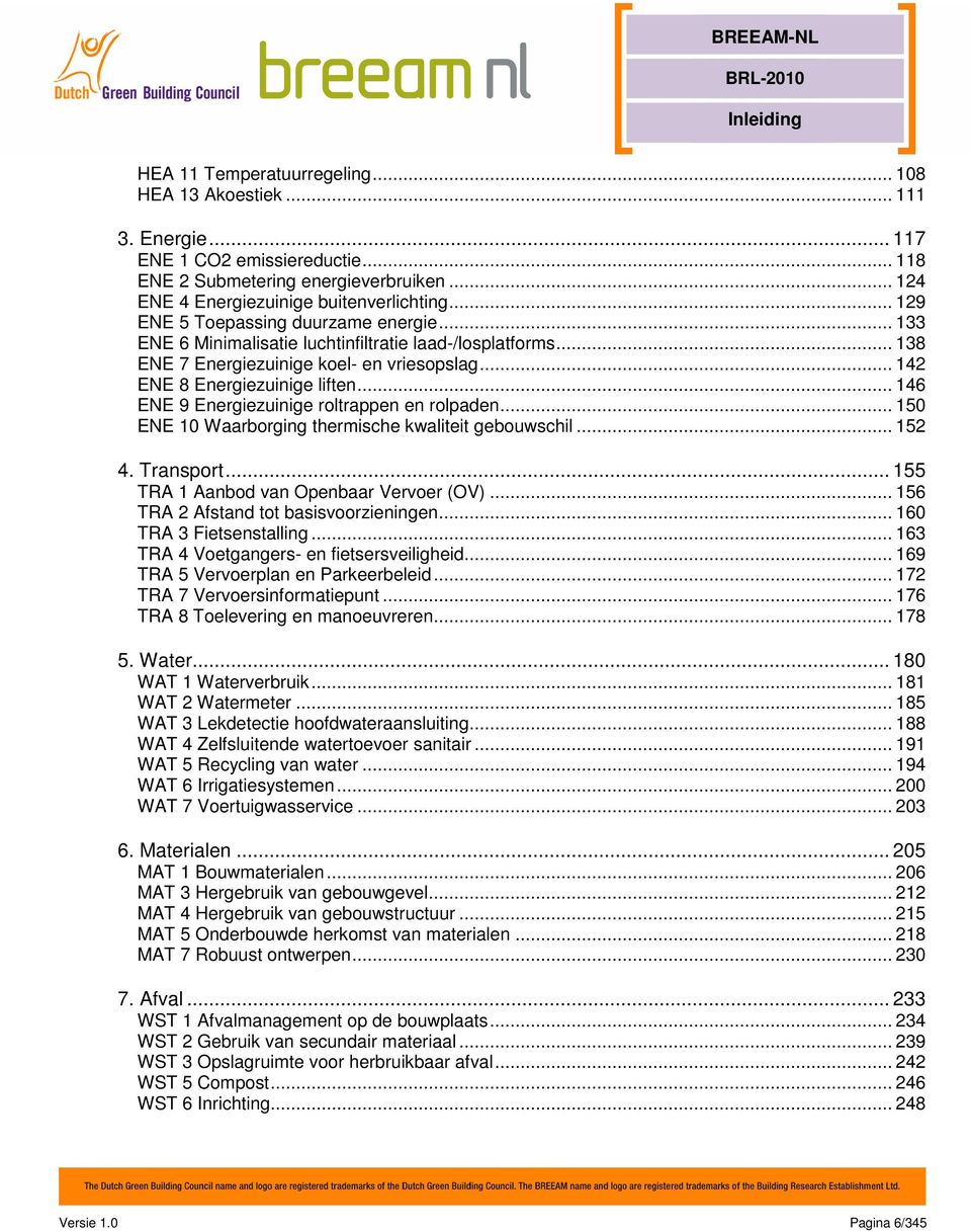 .. 146 ENE 9 Energiezuinige roltrappen en rolpaden... 150 ENE 10 Waarborging thermische kwaliteit gebouwschil... 152 4. Transport... 155 TRA 1 Aanbod van Openbaar Vervoer (OV).