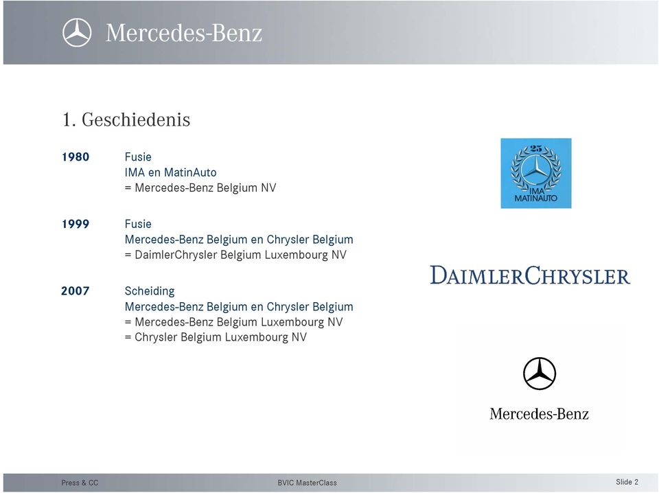 Belgium Luxembourg NV 2007 Scheiding Mercedes-Benz Belgium en Chrysler