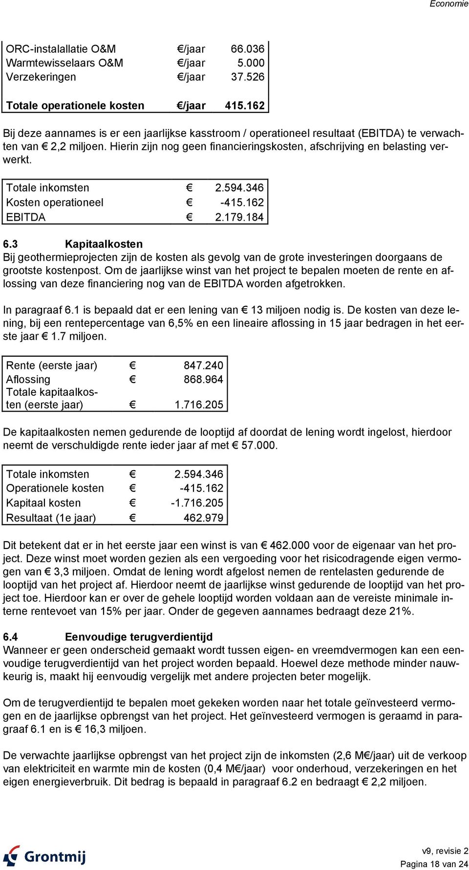 Totale inkomsten 2.594.346 Kosten operationeel -415.162 EBITDA 2.179.184 6.