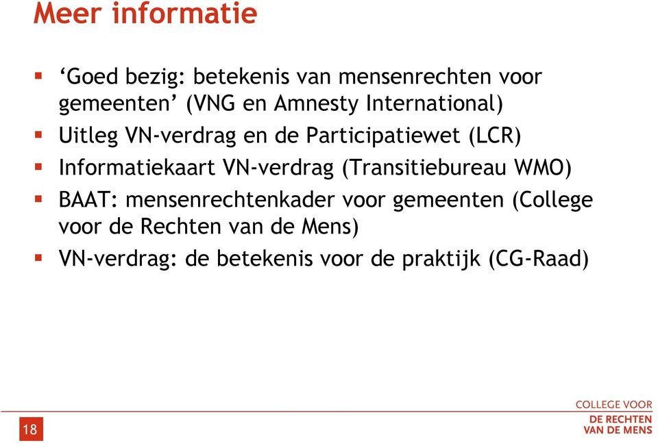 Informatiekaart VN-verdrag (Transitiebureau WMO) BAAT: mensenrechtenkader voor