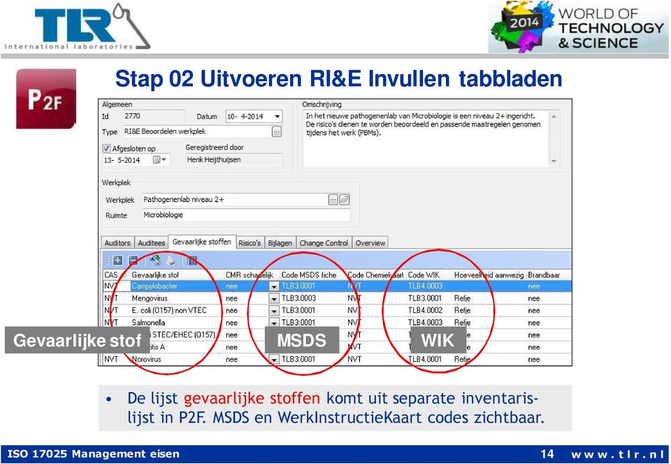 separate inventarislijst in P2F.