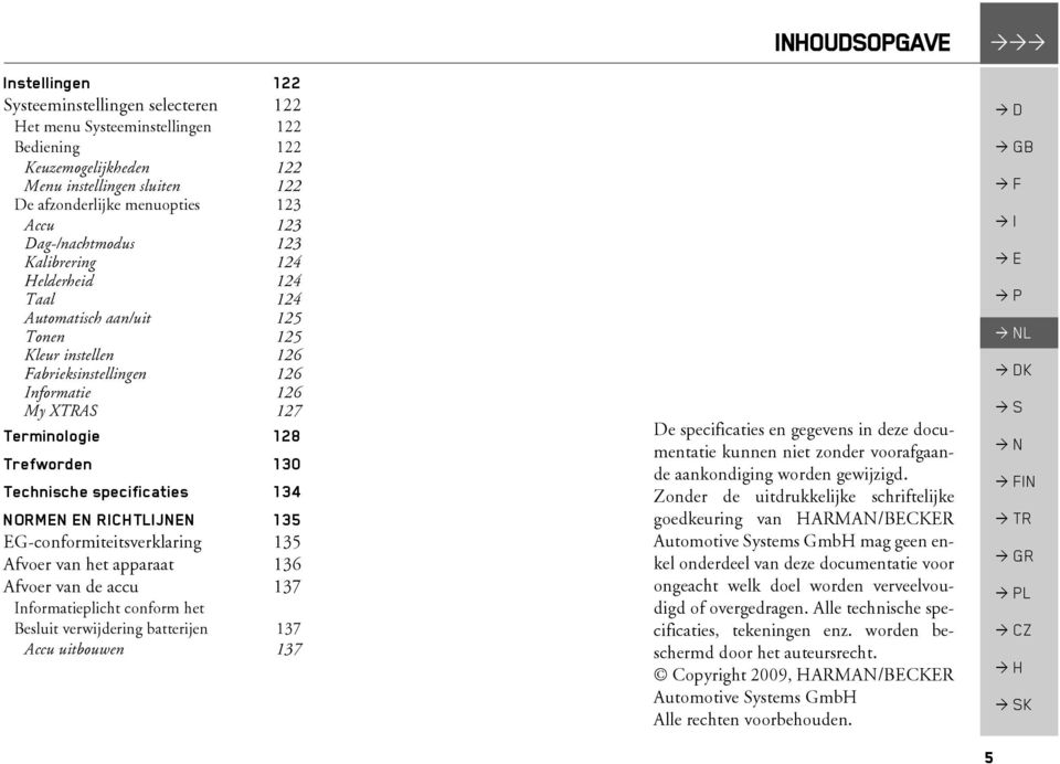 Trefworden 130 Technische specificaties 134 NORMEN EN RICHTLIJNEN 135 EG-conformiteitsverklaring 135 Afvoer van het apparaat 136 Afvoer van de accu 137 Informatieplicht conform het Besluit