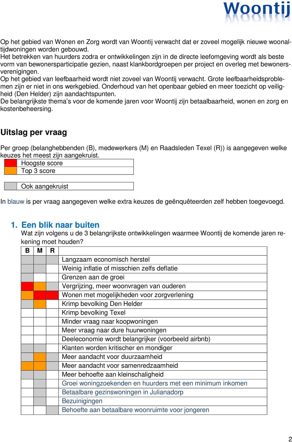 bewonersverenigingen. Op het gebied van leefbaarheid wordt niet zoveel van Woontij verwacht. Grote leefbaarheidsproblemen zijn er niet in ons werkgebied.