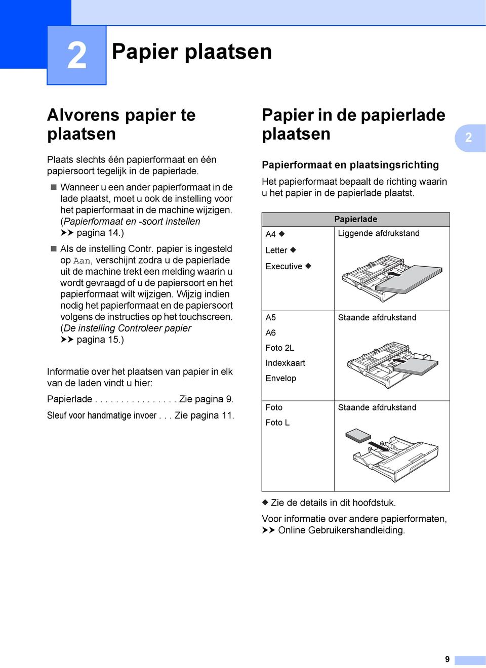 papier is ingesteld op Aan, verschijnt zodra u de papierlade uit de machine trekt een melding waarin u wordt gevraagd of u de papiersoort en het papierformaat wilt wijzigen.