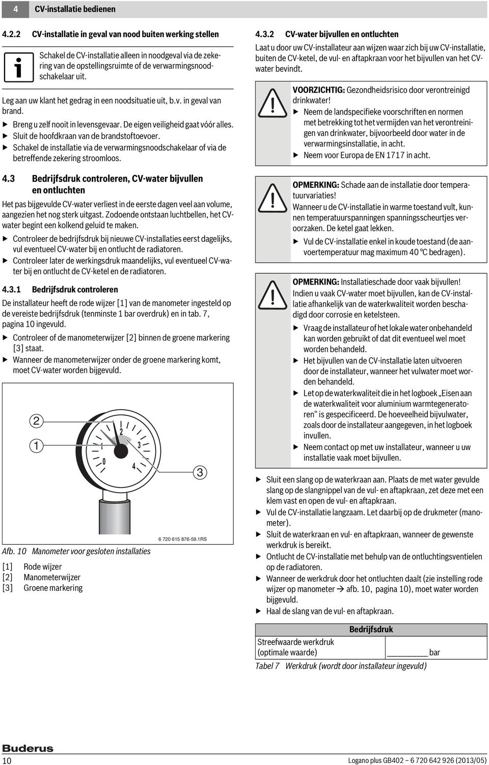 Leg aan uw klant het gedrag in een noodsituatie uit, b.v. in geval van brand. Breng u zelf nooit in levensgevaar. De eigen veiligheid gaat vóór alles. Sluit de hoofdkraan van de brandstoftoevoer.