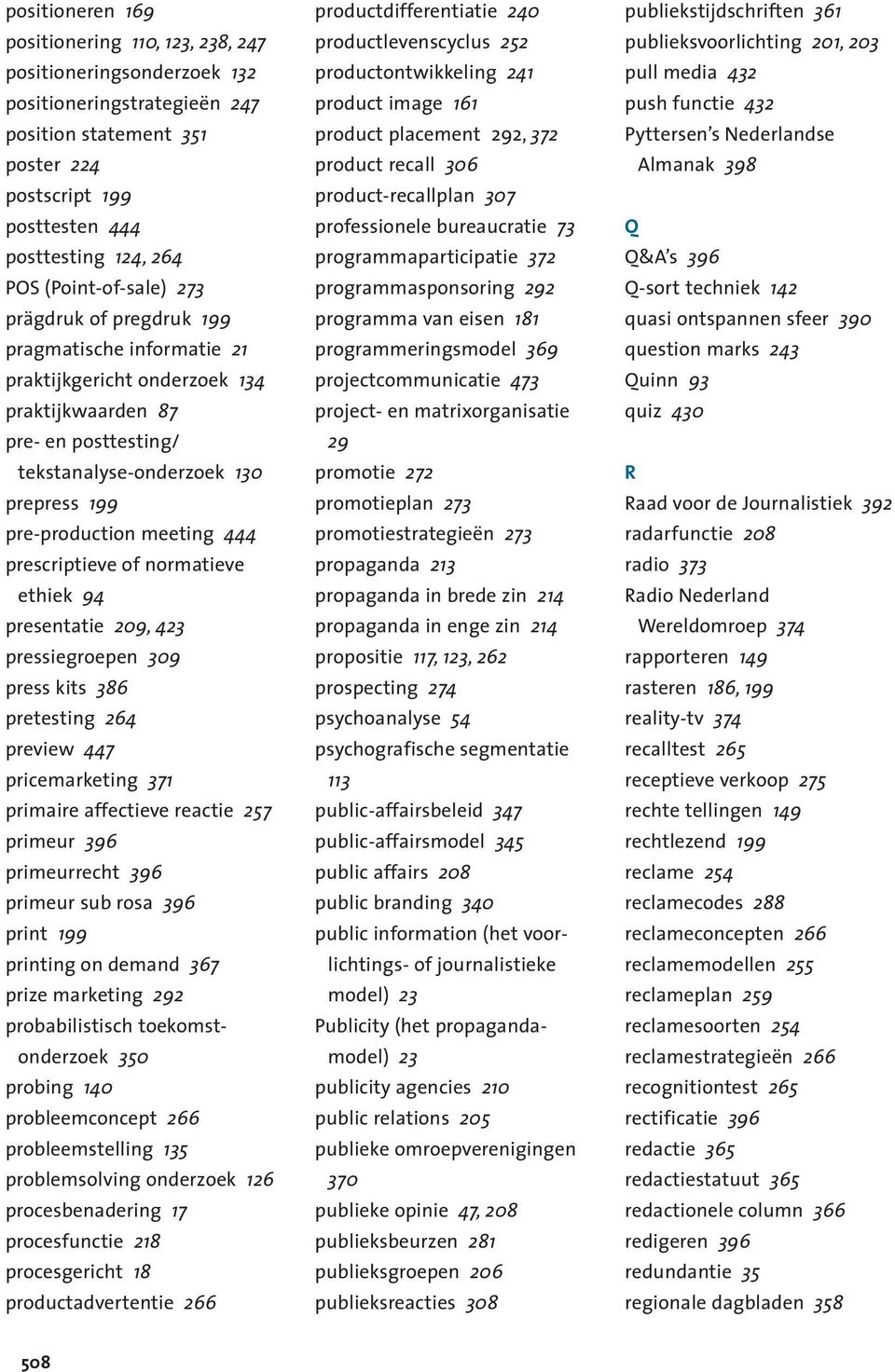 meeting 444 prescriptieve of normatieve ethiek 94 presentatie 209, 423 pressiegroepen 309 press kits 386 pretesting 264 preview 447 pricemarketing 371 primaire affectieve reactie 257 primeur 396