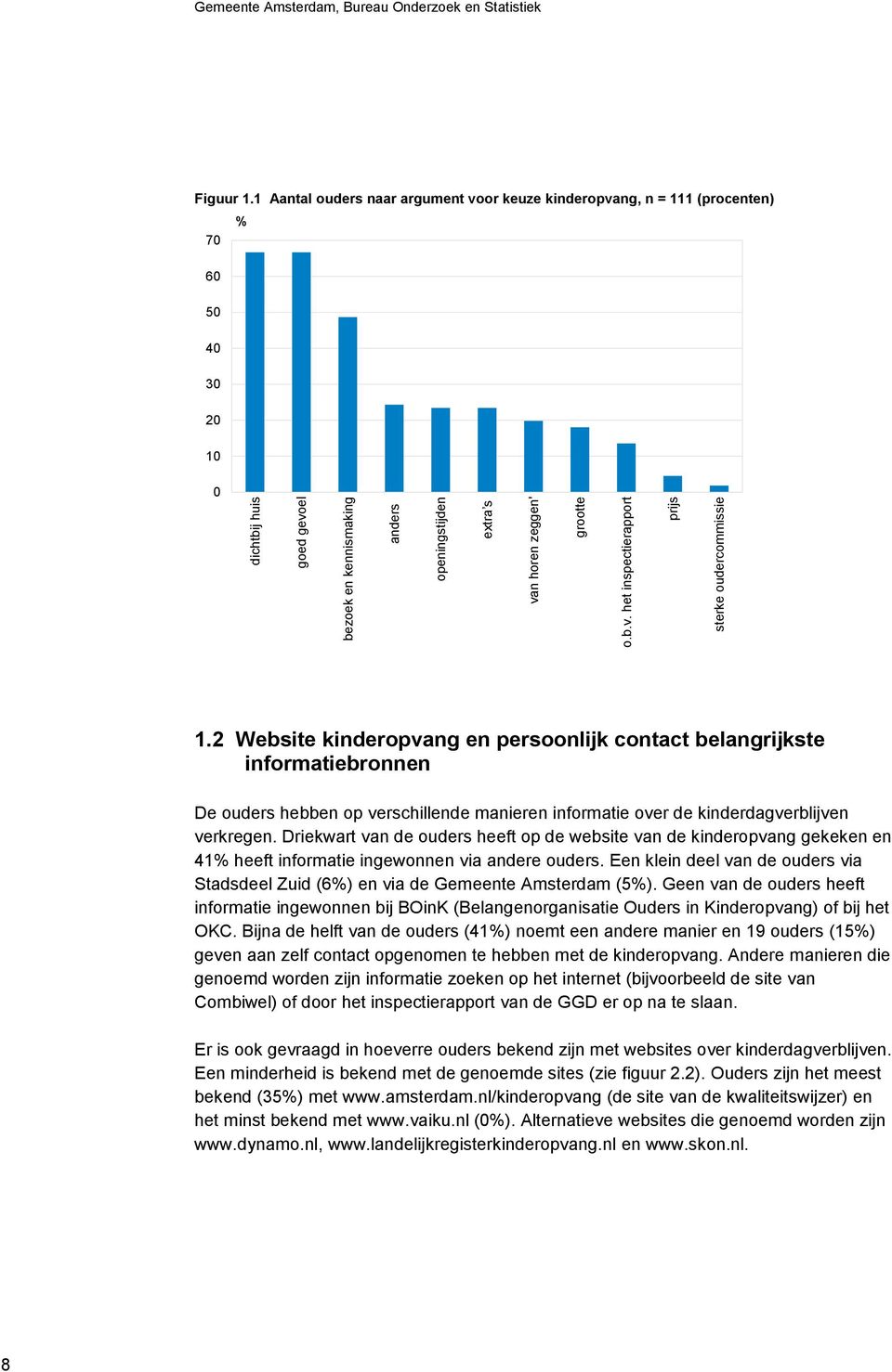 2 Website kinderopvang en persoonlijk contact belangrijkste informatiebronnen De ouders hebben op verschillende manieren informatie over de kinderdagverblijven verkregen.