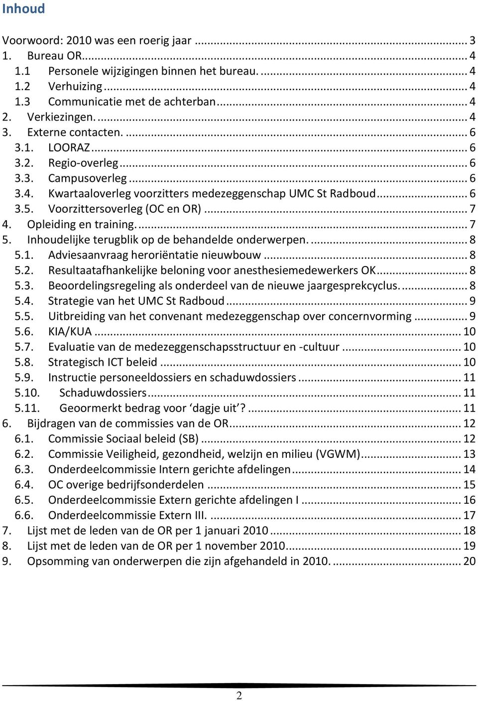 Opleiding en training.... 7 5. Inhoudelijke terugblik op de behandelde onderwerpen.... 8 5.1. Adviesaanvraag heroriëntatie nieuwbouw... 8 5.2.