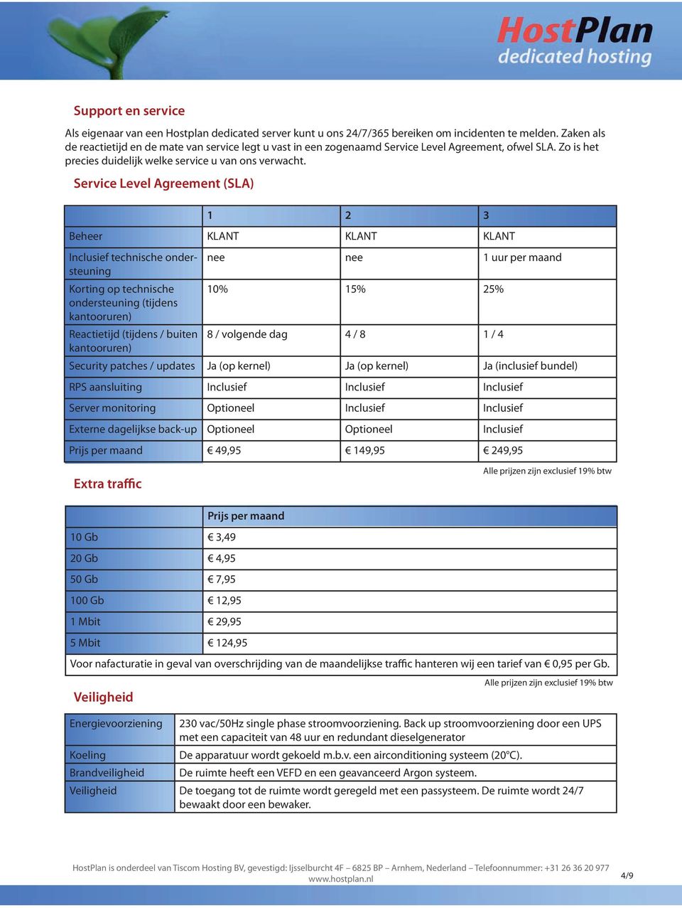 Service Level Agreement (SLA) 1 2 3 Beheer KLANT KLANT KLANT Inclusief technische ondersteuning Korting op technische ondersteuning (tijdens kantooruren) Reactietijd (tijdens / buiten kantooruren)