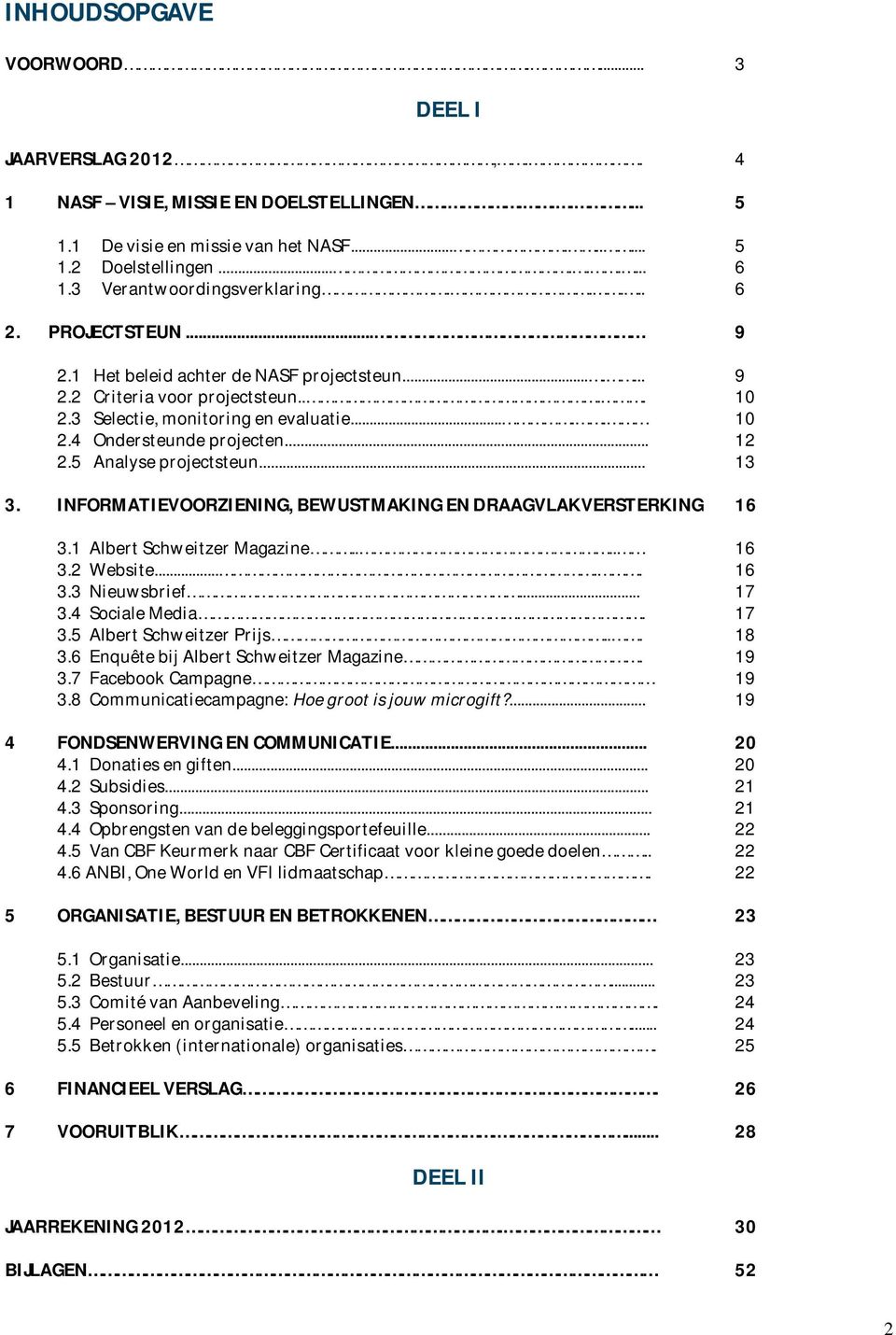 .. 12 2.5 Analyse projectsteun... 13 3. INFORMATIEVOORZIENING, BEWUSTMAKING EN DRAAGVLAKVERSTERKING 16 3.1 Albert Schweitzer Magazine.... 16 3.2 Website..... 16 3.3 Nieuwsbrief... 17 3.