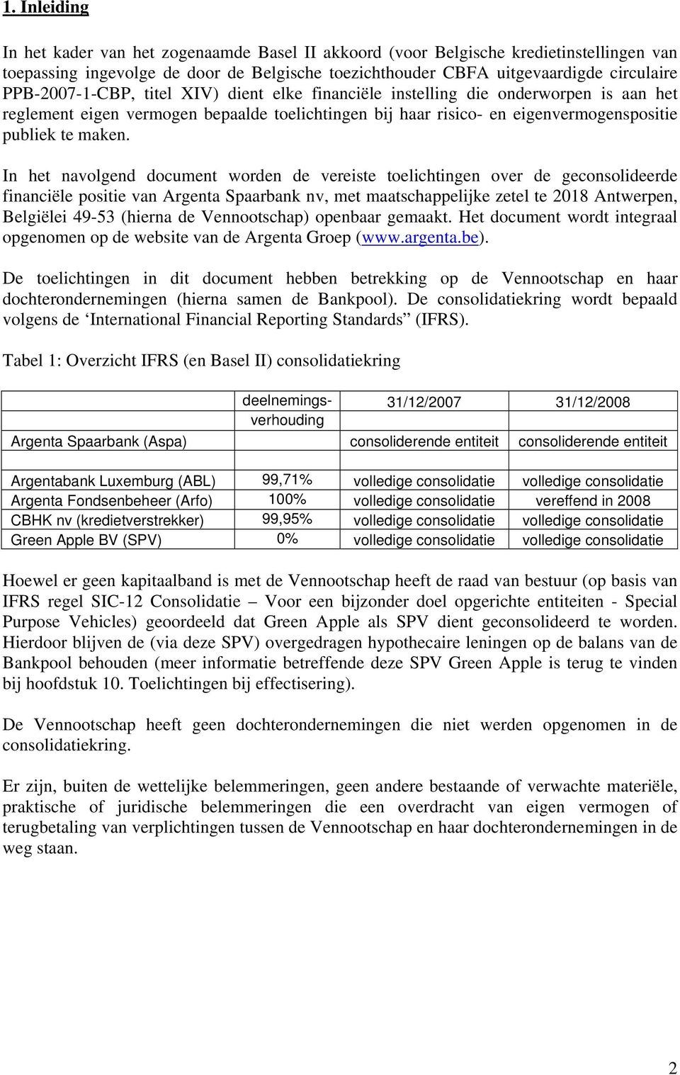 In het navolgend document worden de vereiste toelichtingen over de geconsolideerde financiële positie van Argenta Spaarbank nv, met maatschappelijke zetel te 2018 Antwerpen, Belgiëlei 49-53 (hierna