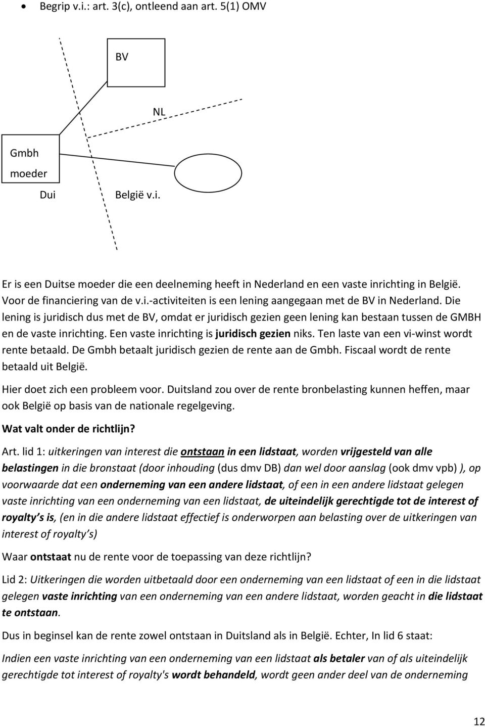 Die lening is juridisch dus met de BV, omdat er juridisch gezien geen lening kan bestaan tussen de GMBH en de vaste inrichting. Een vaste inrichting is juridisch gezien niks.