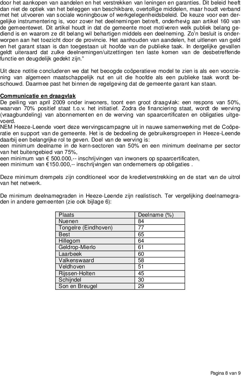 De keuze voor een dergelijke instrumentering is, voor zover het deelnemingen betreft, onderhevig aan artikel 160 van de gemeentewet.