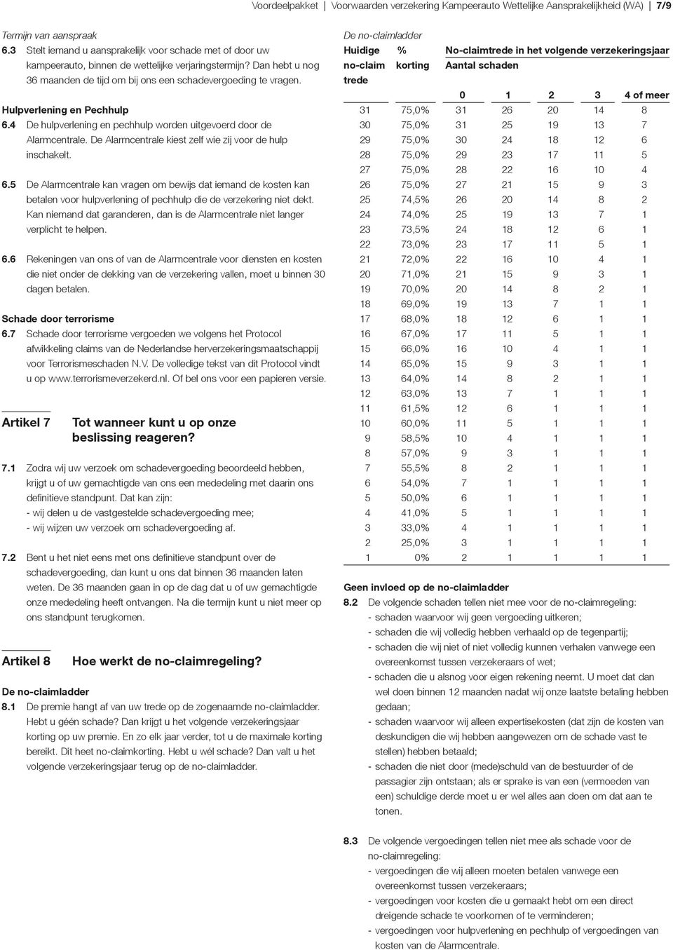 Hulpverlening en Pechhulp 6.4 De hulpverlening en pechhulp worden uitgevoerd door de Alarmcentrale. De Alarmcentrale kiest zelf wie zij voor de hulp inschakelt. 6.5 De Alarmcentrale kan vragen om bewijs dat iemand de kosten kan betalen voor hulpverlening of pechhulp die de verzekering niet dekt.