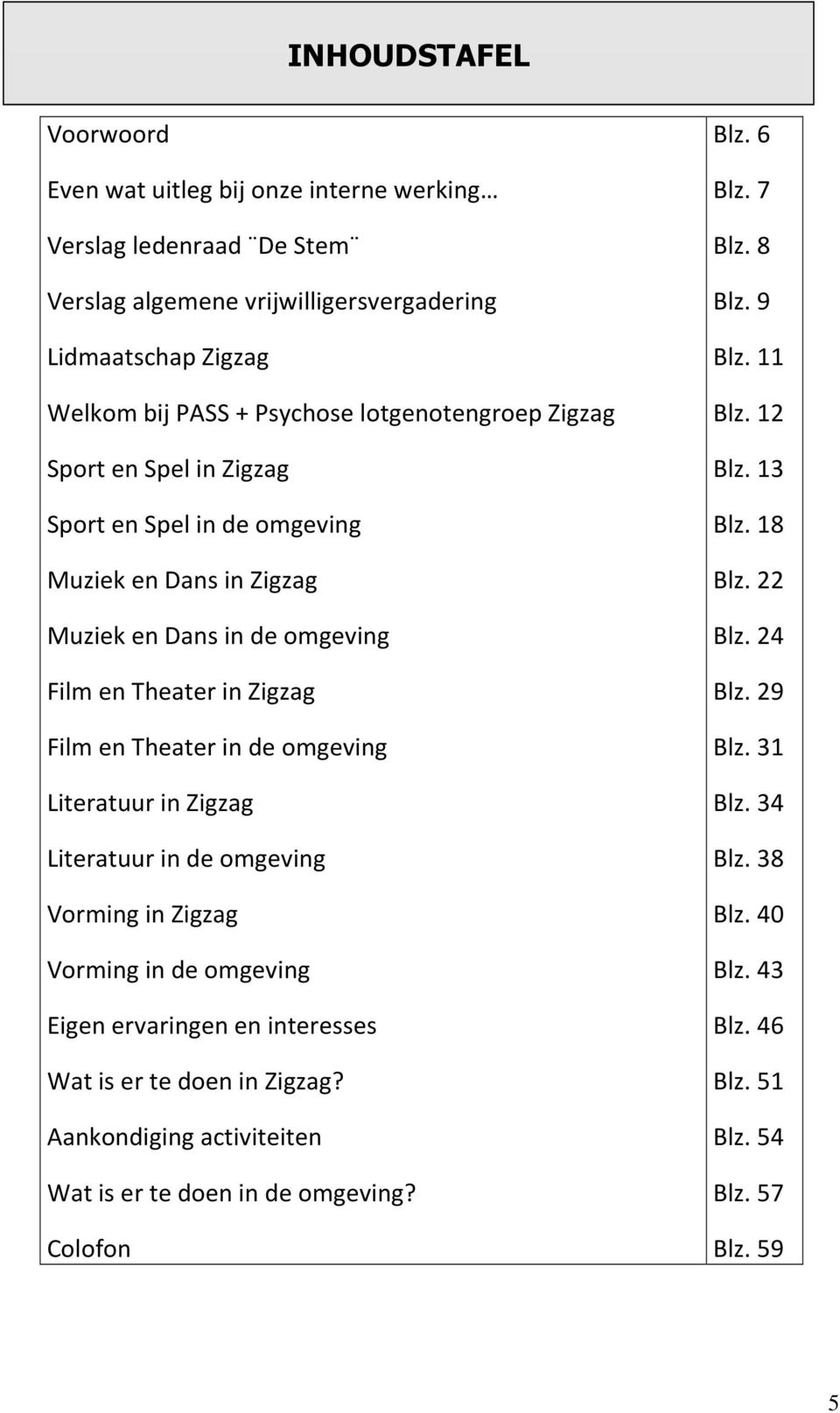 omgeving Literatuur in Zigzag Literatuur in de omgeving Vorming in Zigzag Vorming in de omgeving Eigen ervaringen en interesses Wat is er te doen in Zigzag?