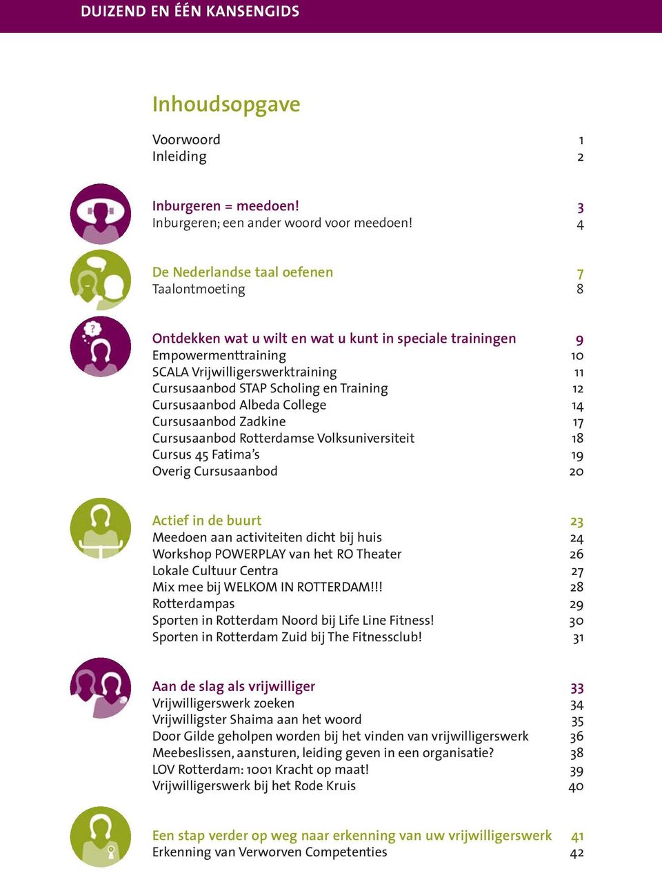 Training 12 Cursusaanbod Albeda College 14 Cursusaanbod Zadkine 17 Cursusaanbod Rotterdamse Volksuniversiteit 18 Cursus 45 Fatima s 19 Overig Cursusaanbod 20 Actief in de buurt 23 Meedoen aan