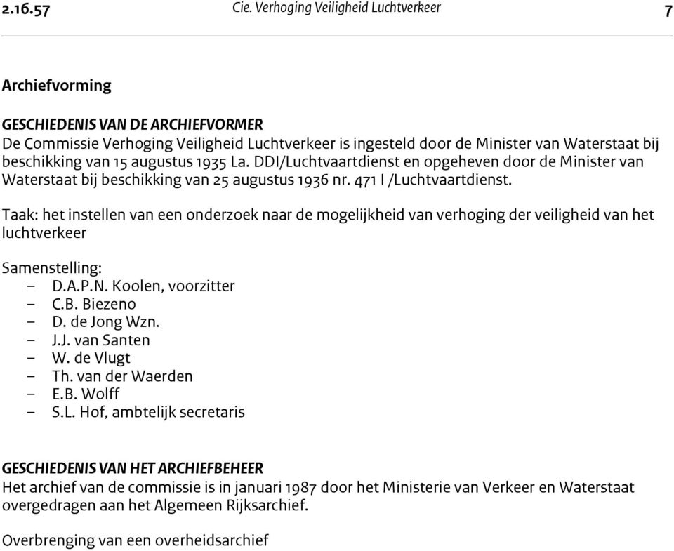 de Minister van Waterstaat bij beschikking van 15 augustus 1935 La. DDI/Luchtvaartdienst en opgeheven door de Minister van Waterstaat bij beschikking van 25 augustus 1936 nr. 471 I /Luchtvaartdienst.