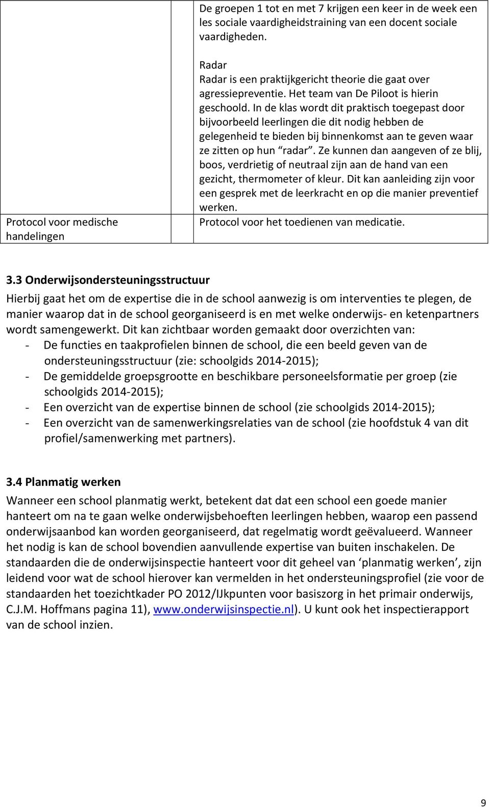 In de klas wordt dit praktisch toegepast door bijvoorbeeld leerlingen die dit nodig hebben de gelegenheid te bieden bij binnenkomst aan te geven waar ze zitten op hun radar.