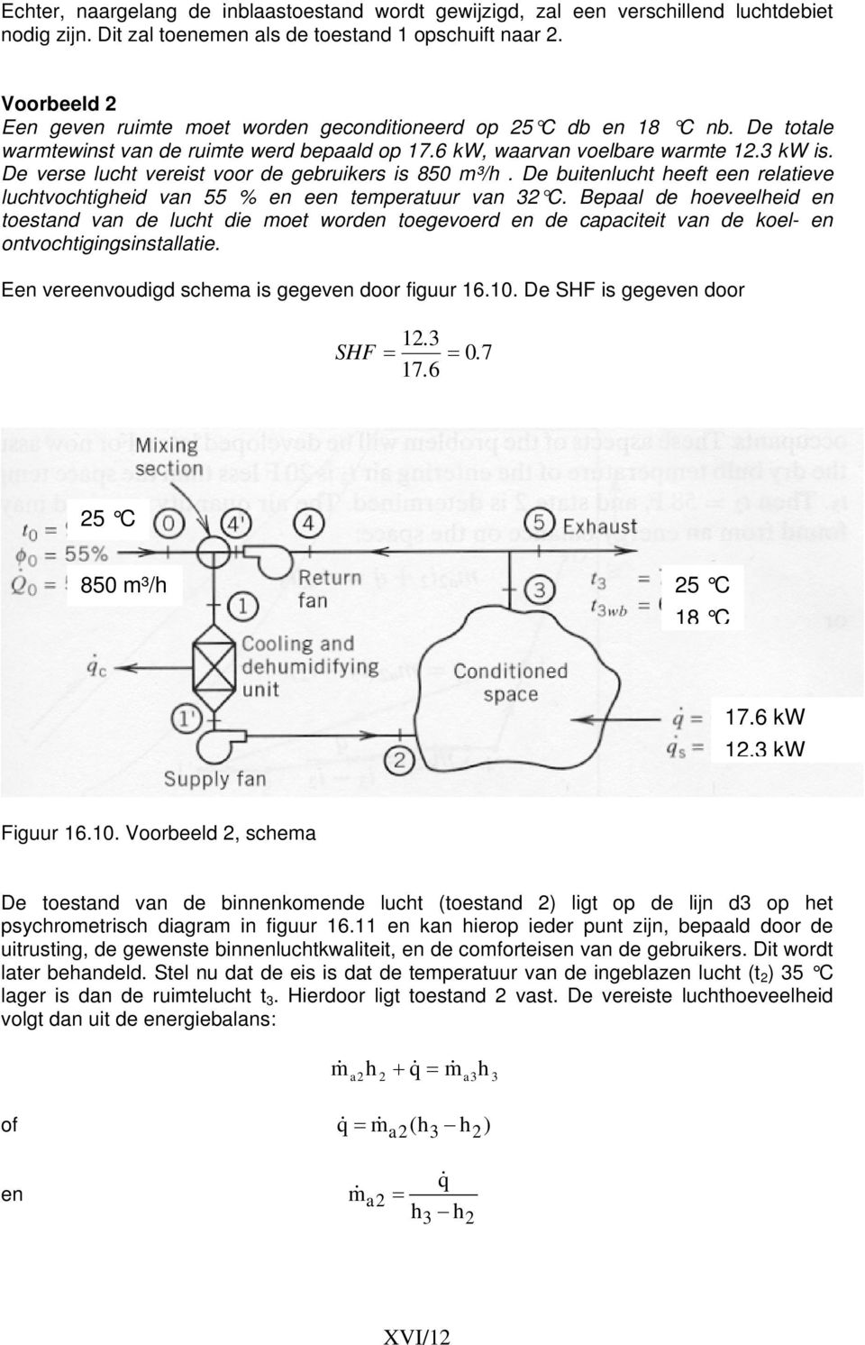 De verse lucht vereist voor de gebruikers is 850 m³/h. De buitenlucht heeft een relatieve luchtvochtigheid van 55 % en een temperatuur van 32 C.