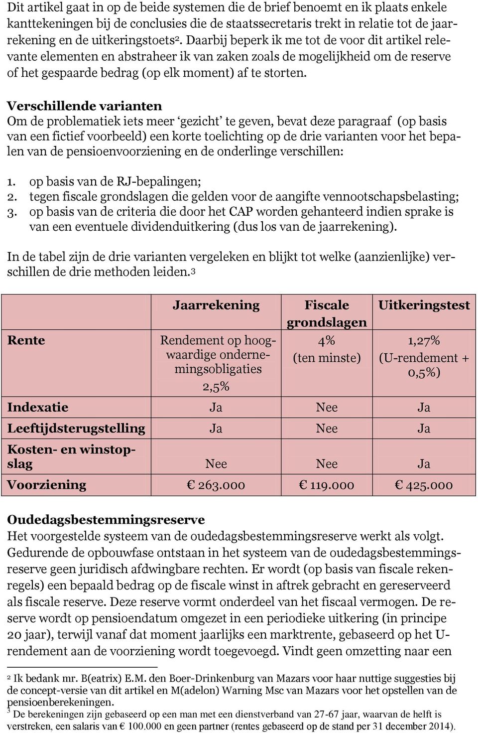 Verschillende varianten Om de problematiek iets meer gezicht te geven, bevat deze paragraaf (op basis van een fictief voorbeeld) een korte toelichting op de drie varianten voor het bepalen van de